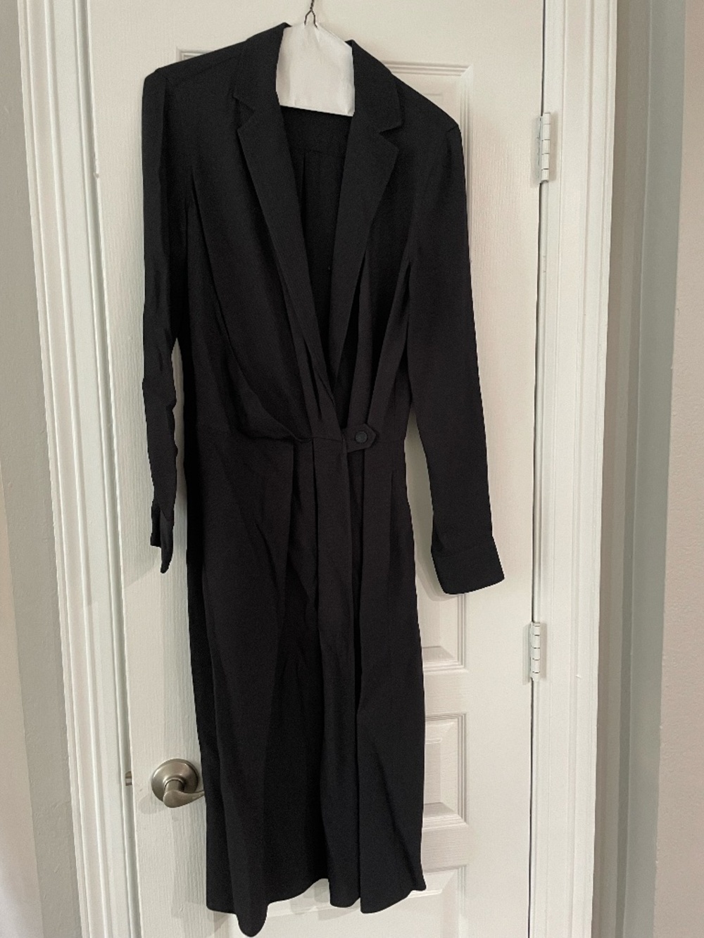 Rag & Bone Dean Draped Twill Long Sleeve Wrap Dress Black Size S